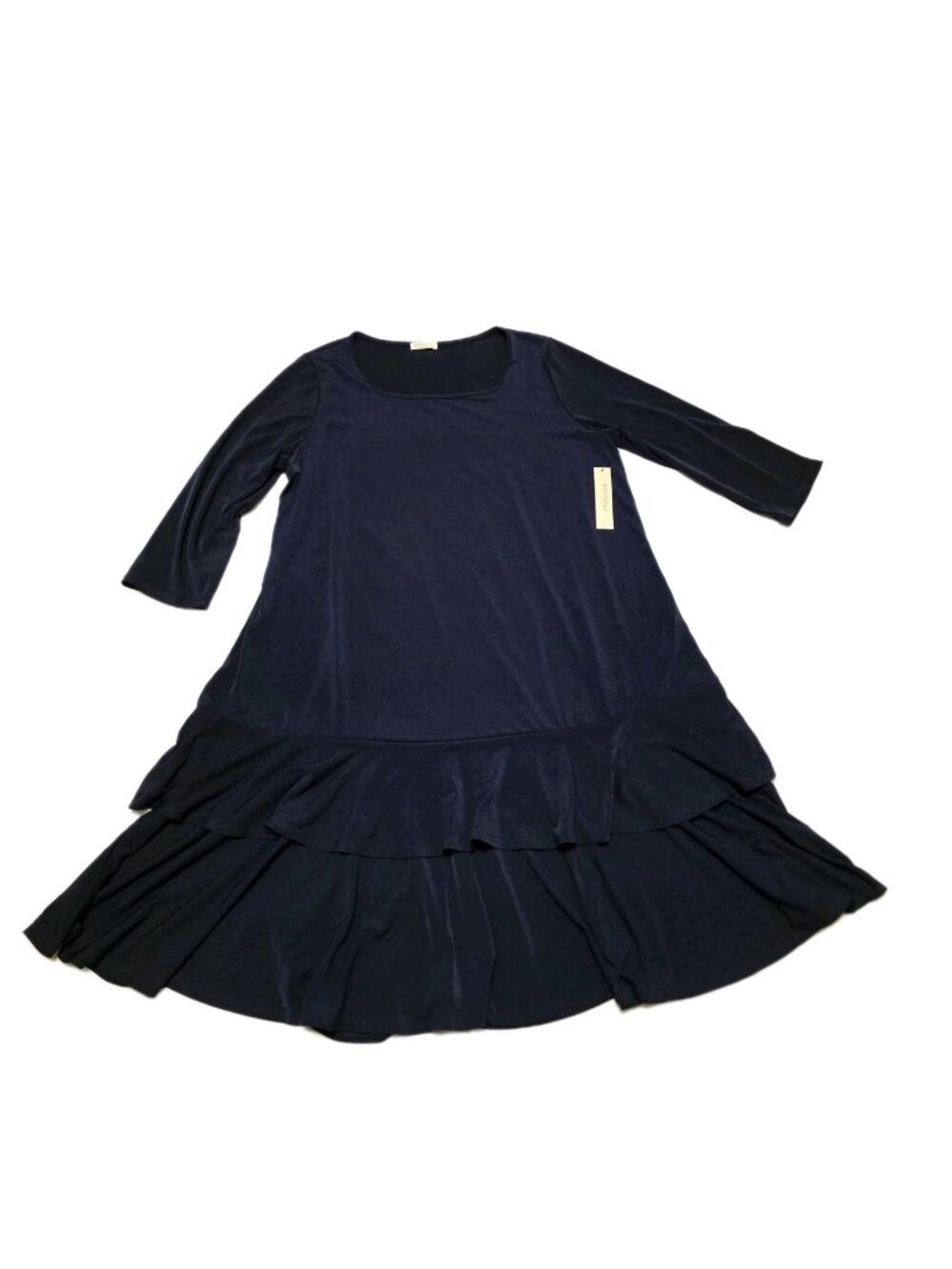 Kiyonna Classic Crew Neck Layered Ruffled Hem Career Work Dress Size 2X NWT Boho